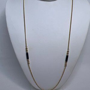 Avon Gold Tone With Black Beads Necklace